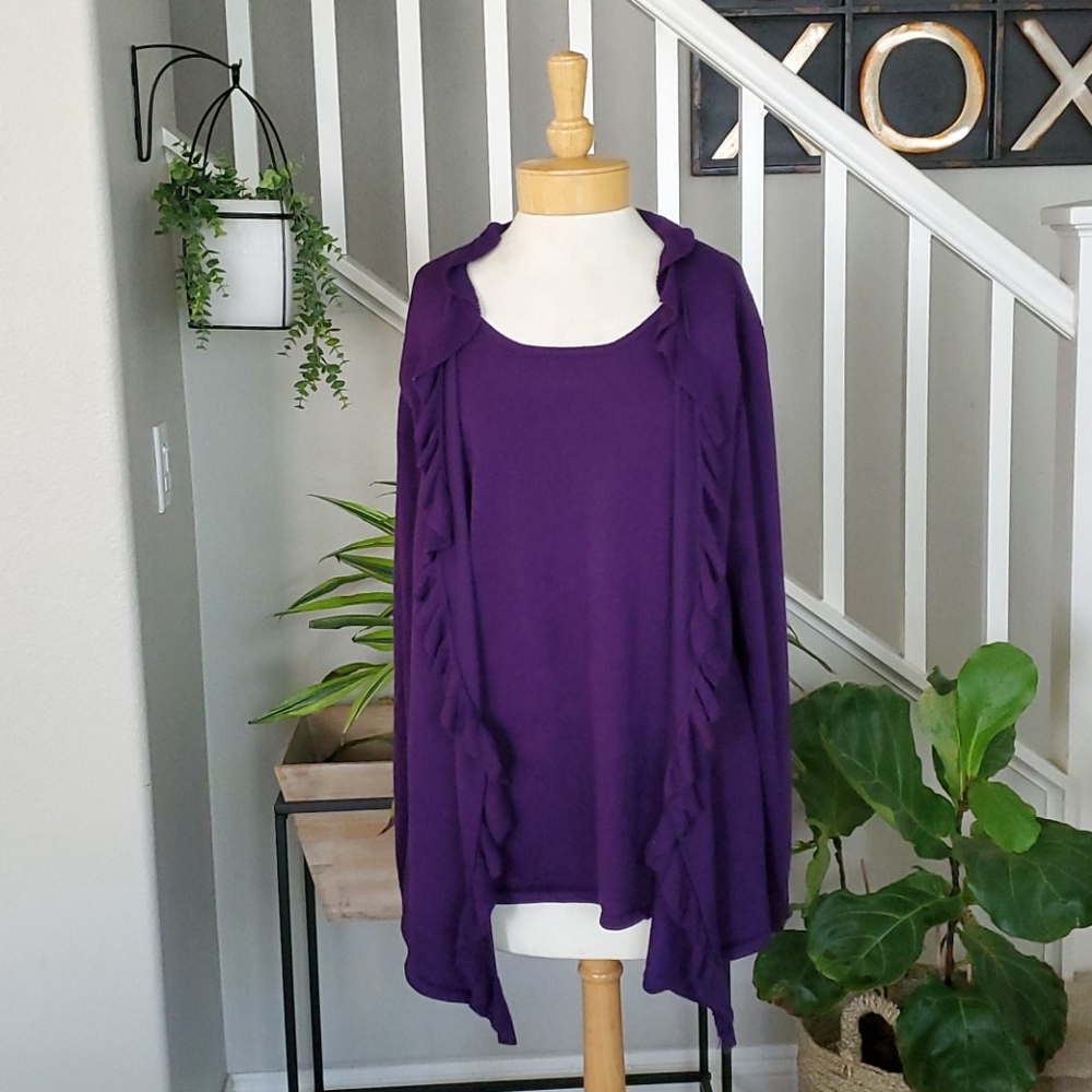 Briggs Pullover Sweater with Ruffle Trim Size XL